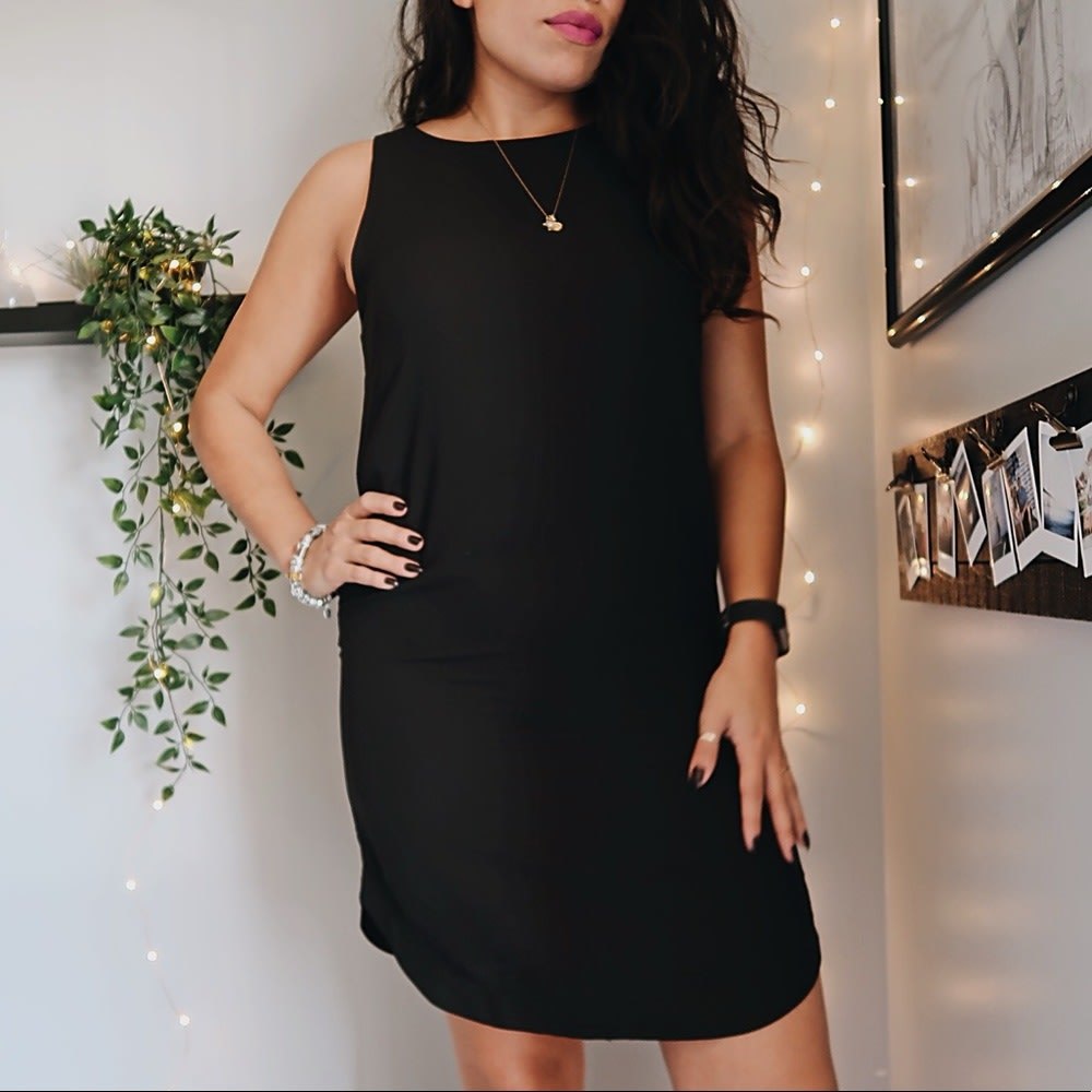 H&M Black Sleeveless Business Casual Midi Dress